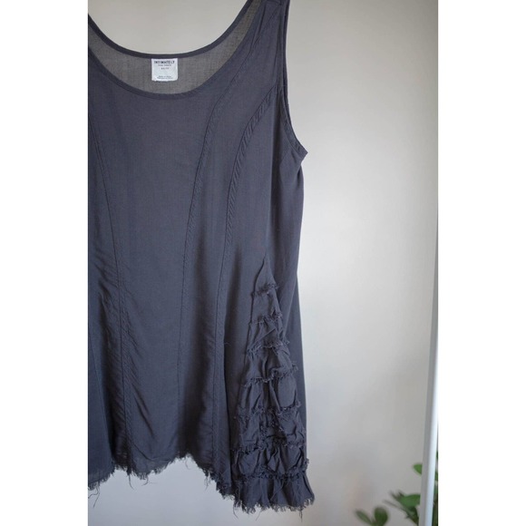INTIMATELY FREE PEOPLE Black Trapeze Frayed Hem Tank Top Blouse Size XS - Picture 5 of 7